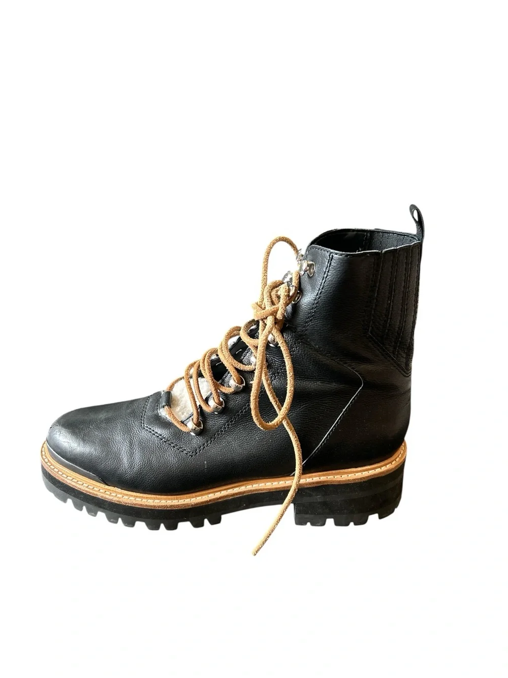 Marc Fisher IZZIE Lugsole Ankle Boot with Shearling Tongue